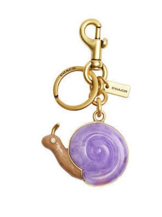 Coach Accessories - Coach Snail Charm Coach Gold-Tone Keychain with Purple Enamel NWT